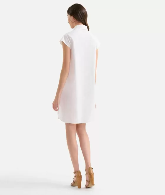 Donna Alviero Martini 1a Classe Abito A Sacchetto Con Motivo Scollo In Popeline Di Cotone Croccante Bianco