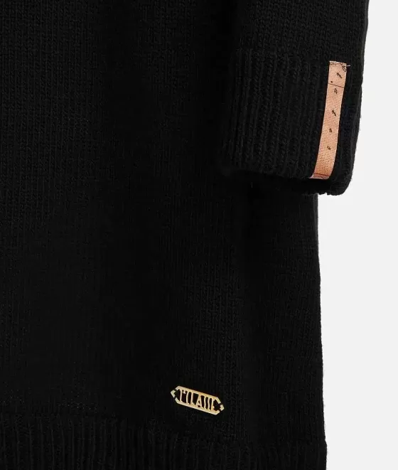Donna Alviero Martini 1a Classe Abito Maglia Linea A In Filato Misto Lana E Alpaca Nero