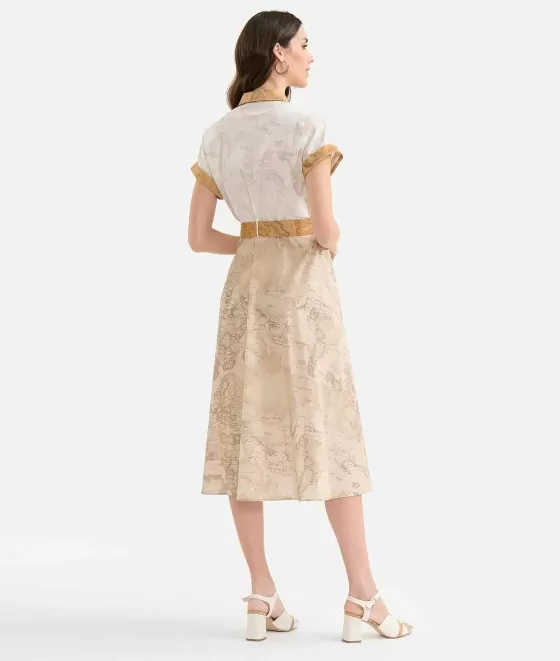 Donna Alviero Martini 1a Classe Abito Mix & Match Geo In Popeline Di Cotone Geo Mix