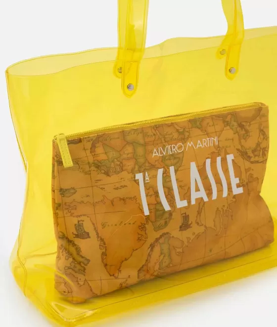 Donna Alviero Martini 1a Classe Borsa Mare Con Pochette Stampa Geo Classic Giallo Sole