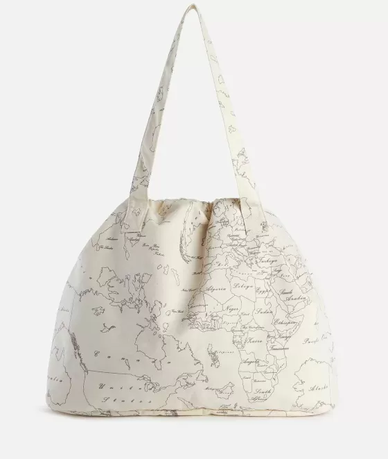 Donna Alviero Martini 1a Classe Borsa Mare Grande In Canvas Stampa Geo Color Cru