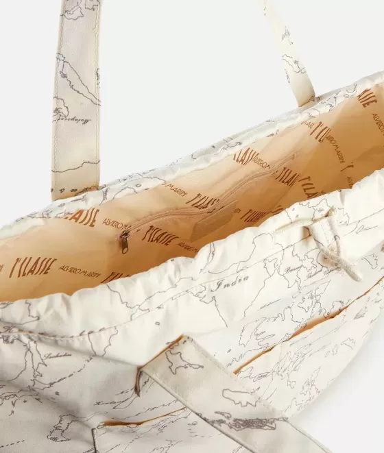 Donna Alviero Martini 1a Classe Borsa Mare Grande In Canvas Stampa Geo Color Cru