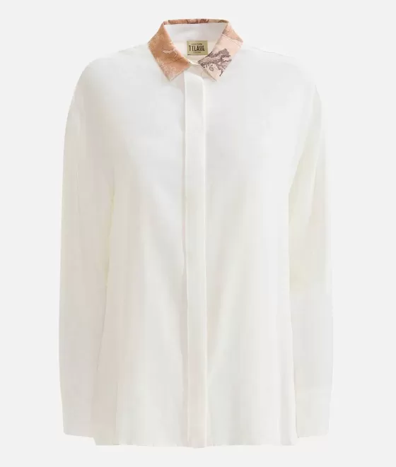 Donna Alviero Martini 1a Classe Camicia Con Collo Geo In Cr Pe De Chine Bianca