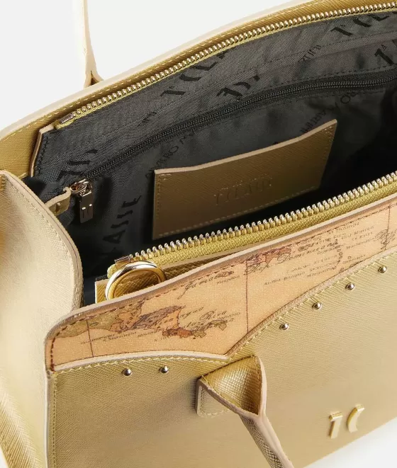 Donna Alviero Martini 1a Classe City Lights Borsa A Mano Con Tracolla Oro Chiaro