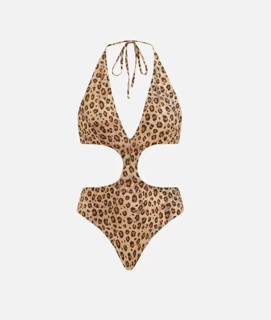 Donna Alviero Martini 1a Classe Costume Intero Con Tagli Laterali Geo Animalier Naturale