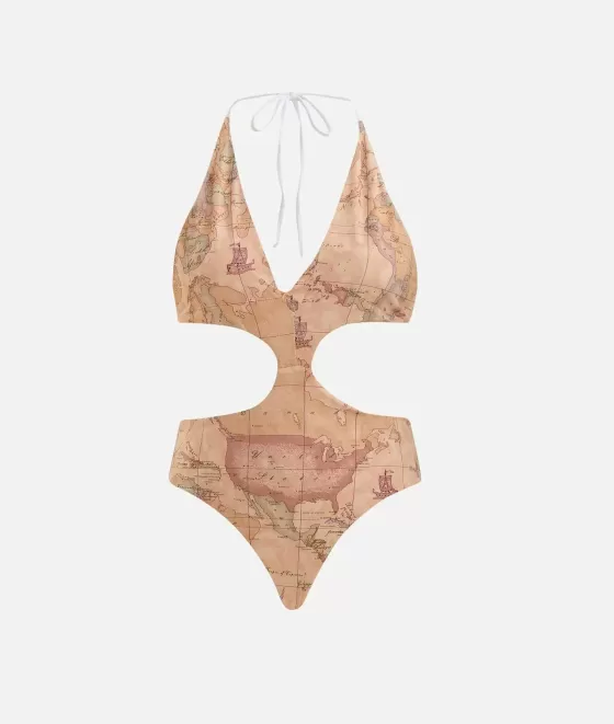 Donna Alviero Martini 1a Classe Costume Intero Con Tagli Laterali Stampa Geo Classic