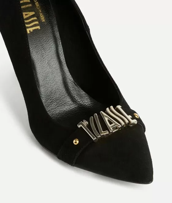 Donna Alviero Martini 1a Classe Décolleté In Pelle Scamosciata Con Dettaglio Lettering Nere