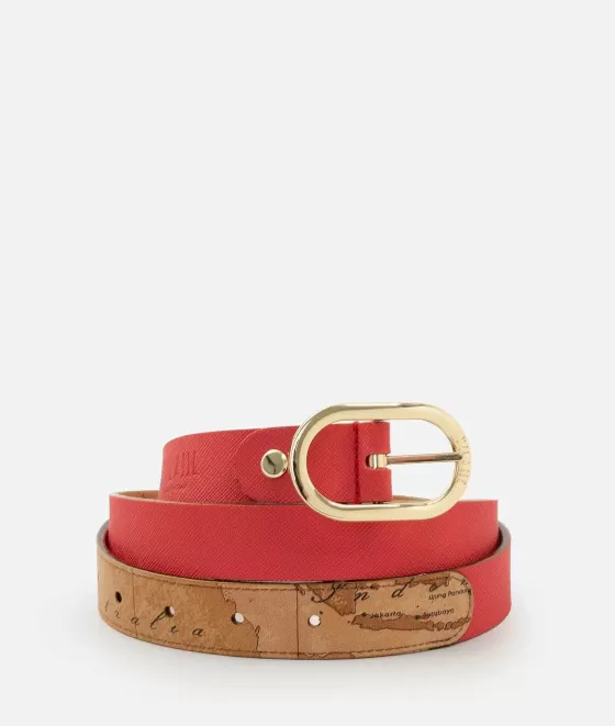 Donna Alviero Martini 1a Classe Florida City Cintura Reversibile Rosso Corallo