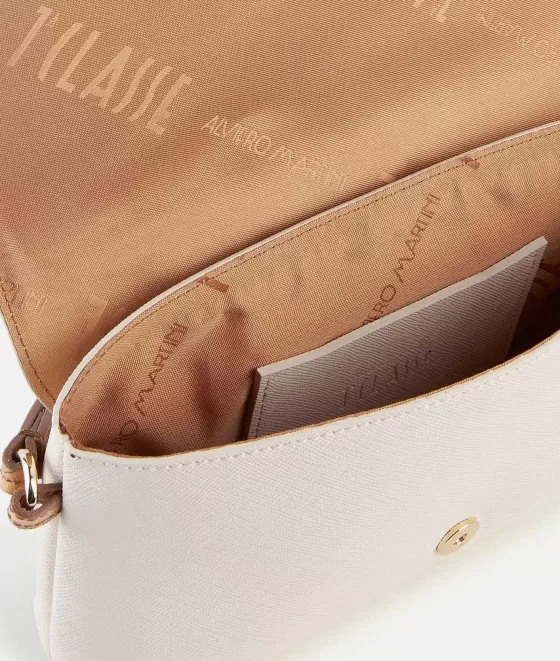 Donna Alviero Martini 1a Classe Florida City Pochette Con Patta E Polsiera Avorio