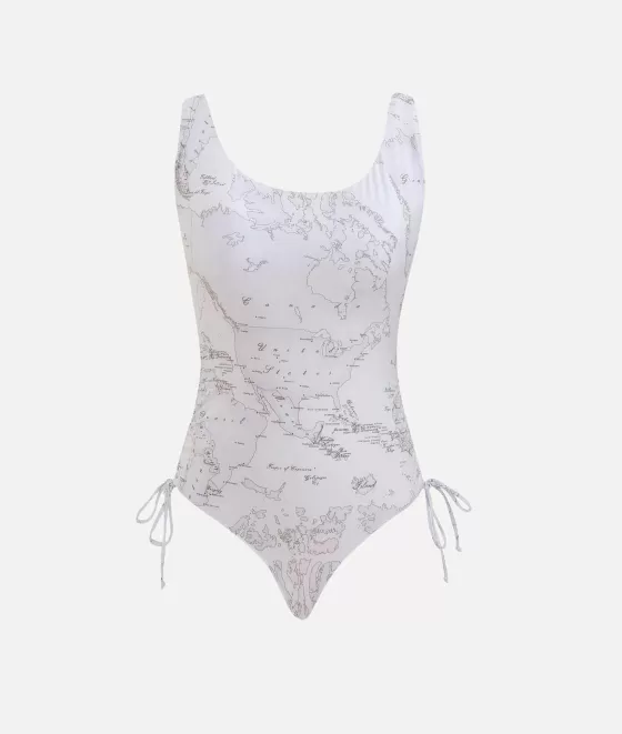 Donna Alviero Martini 1a Classe Geo Color Costume Intero Con Coulisse Bianco