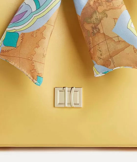 Donna Alviero Martini 1a Classe Geo Foulard Borsa Secchiello Con Tracolla Giallo Oro