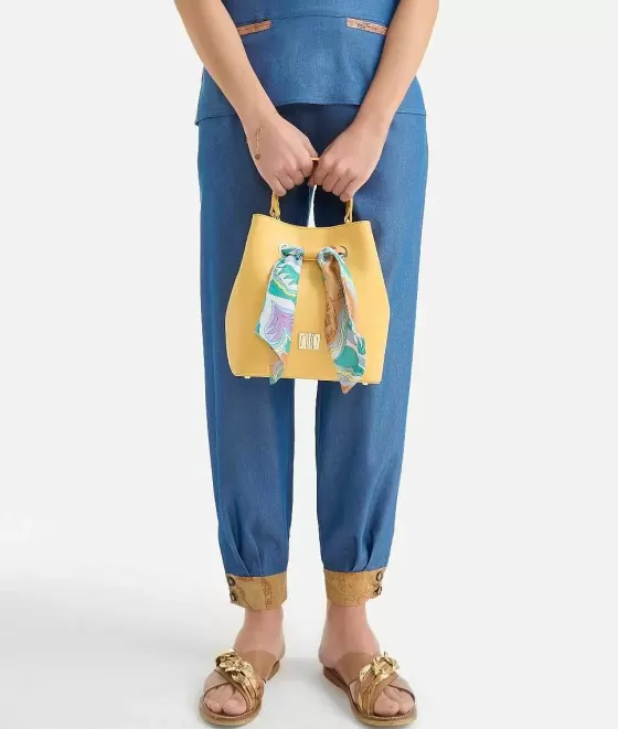Donna Alviero Martini 1a Classe Geo Foulard Borsa Secchiello Con Tracolla Giallo Oro