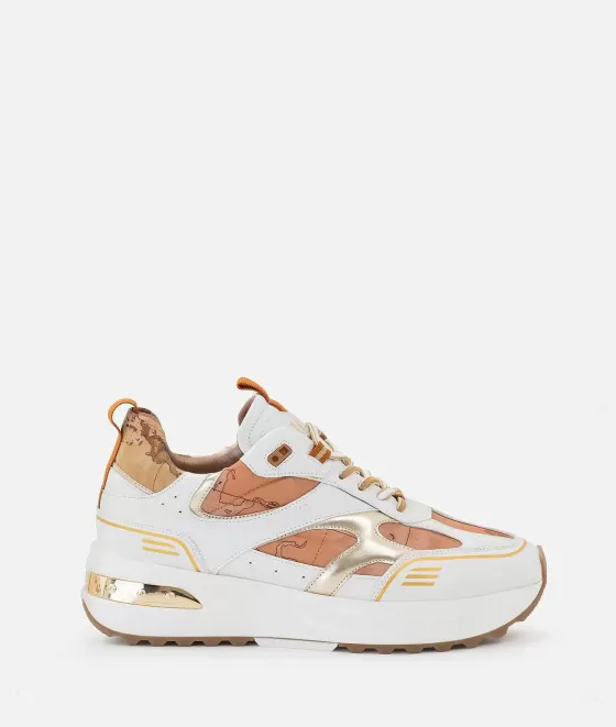 Donna Alviero Martini 1a Classe Geo Road Bogot Sneakers In Nylon Stampa Geo Classic Naturali