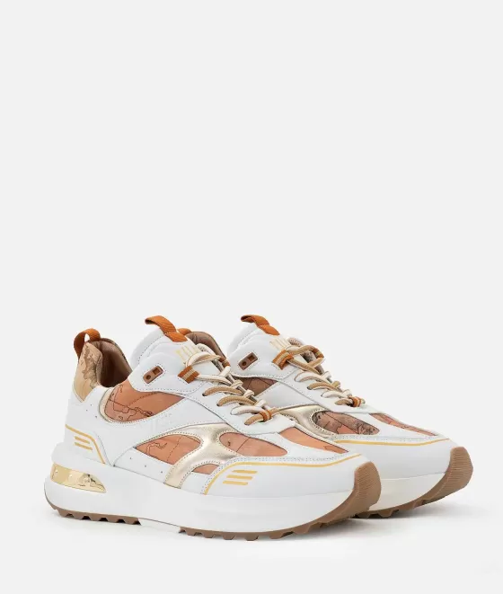 Donna Alviero Martini 1a Classe Geo Road Bogot Sneakers In Nylon Stampa Geo Classic Naturali