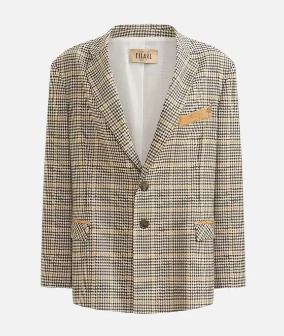 Donna Alviero Martini 1a Classe Giacca Casual Over In Tessuto Stretch Pied De Poule Verde