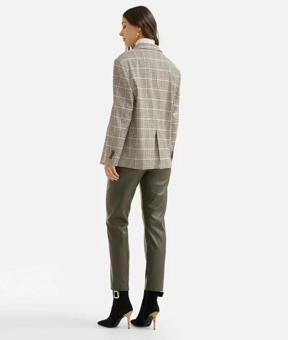 Donna Alviero Martini 1a Classe Giacca Casual Over In Tessuto Stretch Pied De Poule Verde