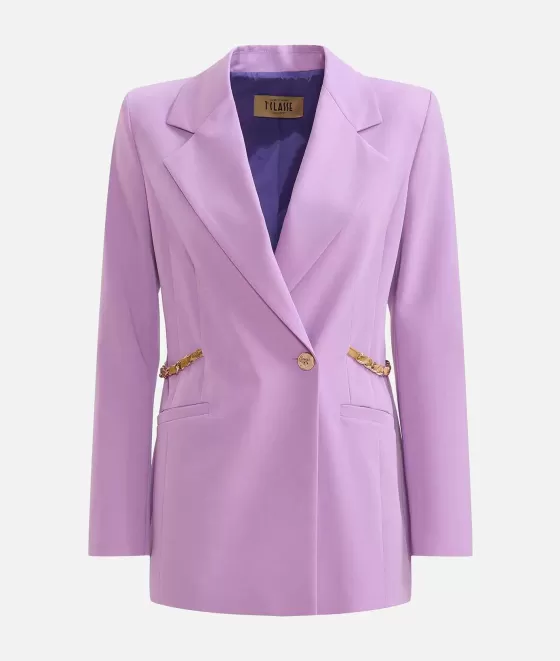 Donna Alviero Martini 1a Classe Giacca Con Dettaglio Catena In Cady Orchidea