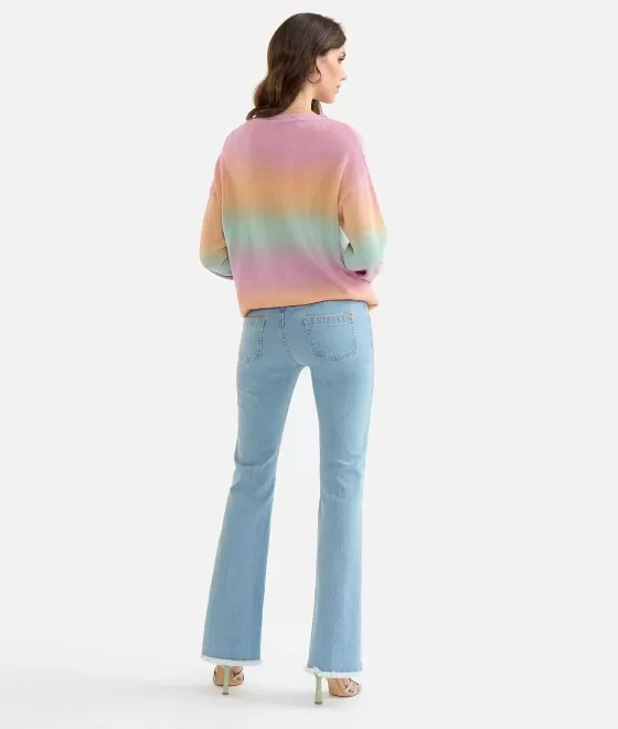 Donna Alviero Martini 1a Classe Girocollo Sfumato In Filato Di Cotone Multicolor