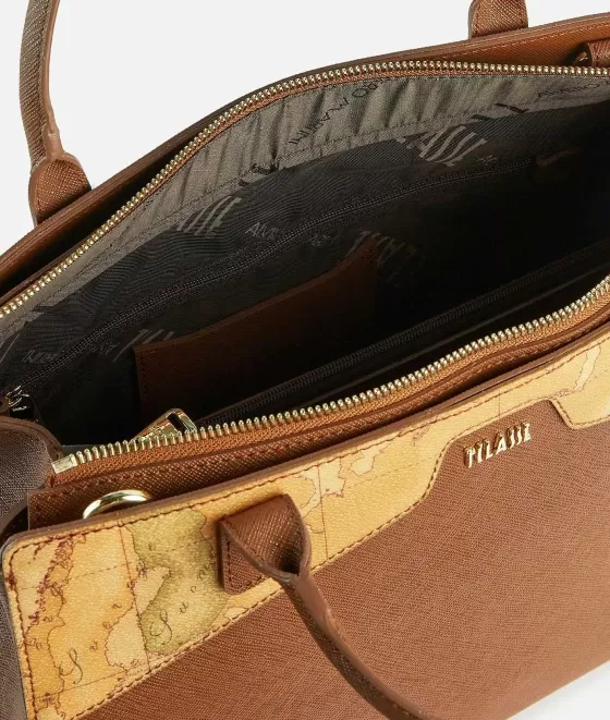Donna Alviero Martini 1a Classe Glam City Borsa A Mano Grande Castagna