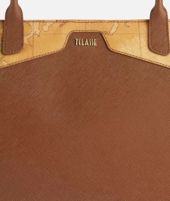 Donna Alviero Martini 1a Classe Glam City Borsa A Mano Grande Castagna