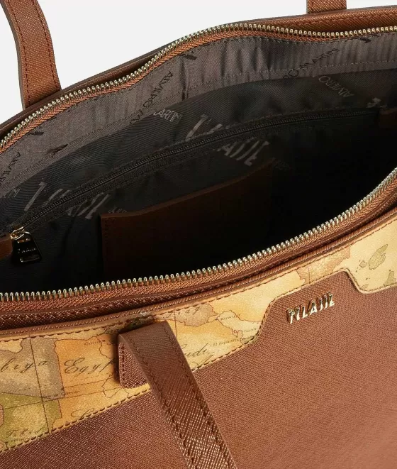 Donna Alviero Martini 1a Classe Glam City Borsa Shopping Grande Castagna