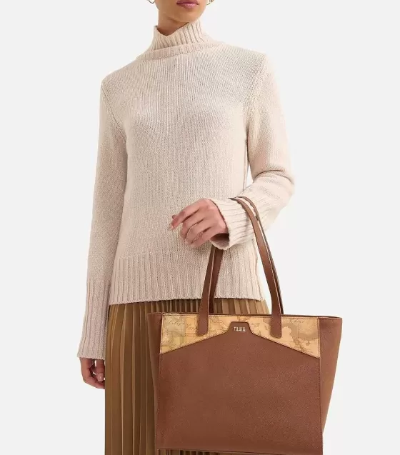 Donna Alviero Martini 1a Classe Glam City Borsa Shopping Grande Castagna