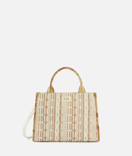 Donna Alviero Martini 1a Classe Jacquard Sand Borsa A Mano Piccola Con Tracolla Naturale