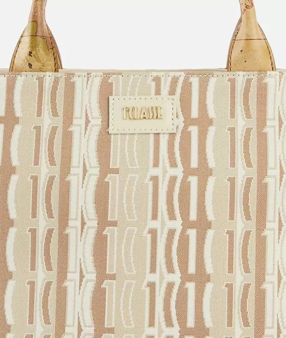 Donna Alviero Martini 1a Classe Jacquard Sand Borsa A Mano Piccola Con Tracolla Naturale