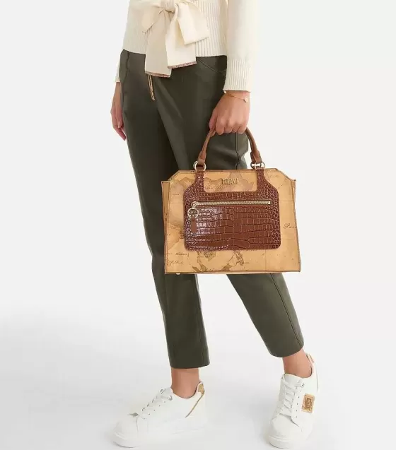 Donna Alviero Martini 1a Classe Kissme Bag Borsa A Mano Con Tracolla Castagna