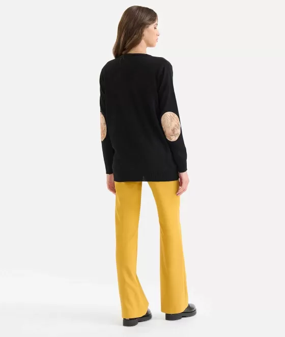 Donna Alviero Martini 1a Classe Maglia Con Scollo A V In Filato Misto Lana Nera