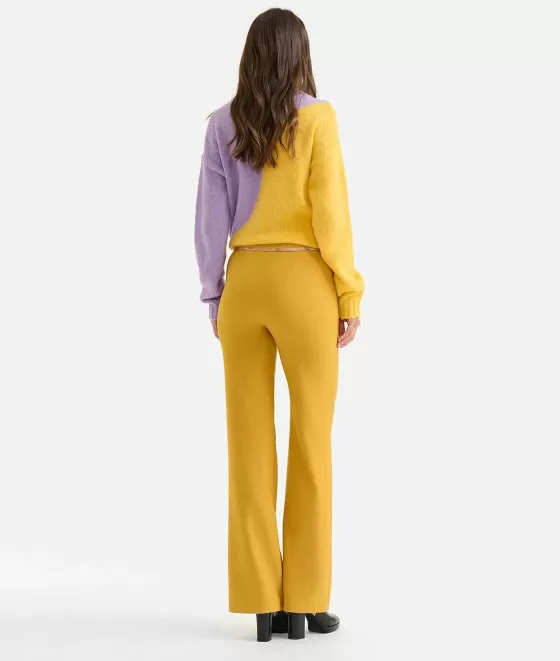 Donna Alviero Martini 1a Classe Maglia Intarsio Onda In Filato Lana Mohair Lilla E Ambra