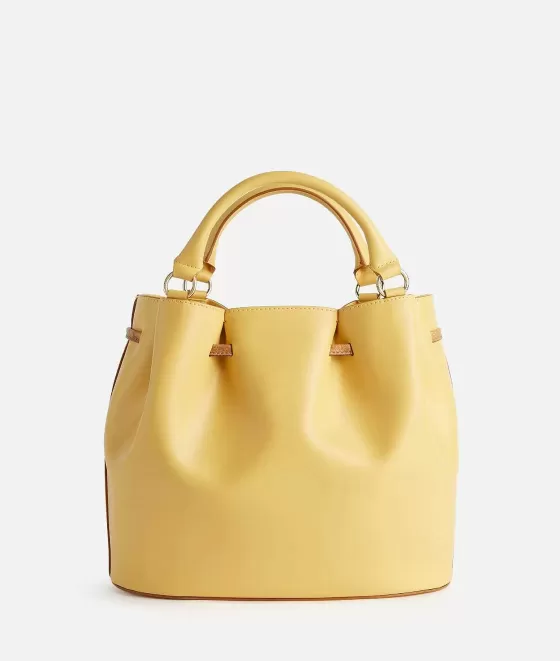 Donna Alviero Martini 1a Classe Miami Bag Borsa Secchiello Con Tracolla Giallo Oro