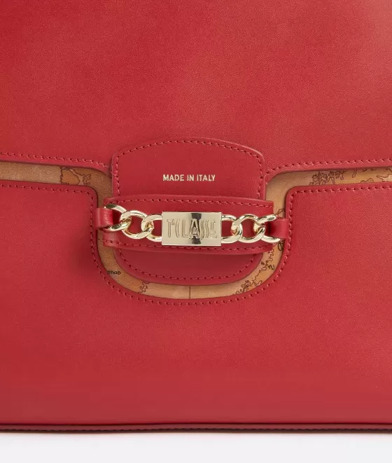 Donna Alviero Martini 1a Classe Millennium Bag Borsa A Mano In Pelle Liscia Con Tracolla Rosso Scarlatto