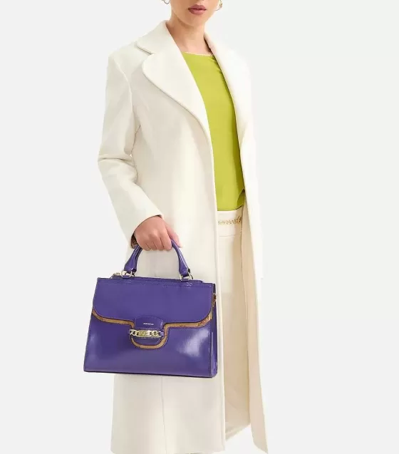 Donna Alviero Martini 1a Classe Millennium Bag Borsa A Mano In Pelle Spazzolata Con Tracolla Indaco