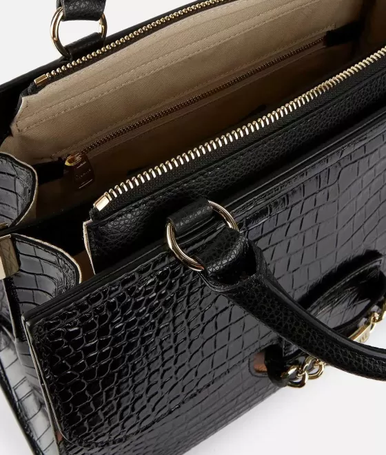 Donna Alviero Martini 1a Classe Millennium Bag Borsa A Mano In Pelle Stampa Cocco Con Tracolla Nera