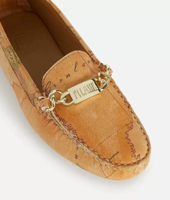 Donna Alviero Martini 1a Classe Mocassini In Nappa Stampa Geo Classic Con Morsetto Naturali