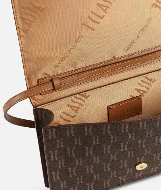 Donna Alviero Martini 1a Classe Monogram Clutch Con Patta Color Cuoio