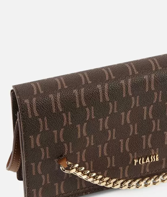 Donna Alviero Martini 1a Classe Monogram Clutch Con Patta Color Cuoio