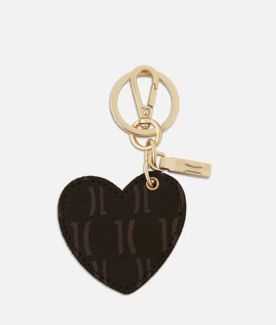 Donna Alviero Martini 1a Classe Monogram Portachiavi A Forma Di Cuore Cuoio