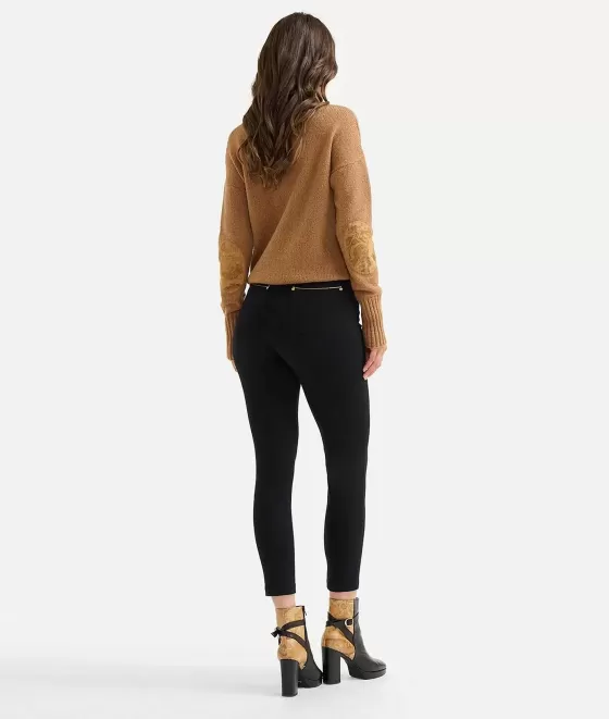 Donna Alviero Martini 1a Classe Pantalone A 5 Tasche Slim In Jersey Punto Milano Nero