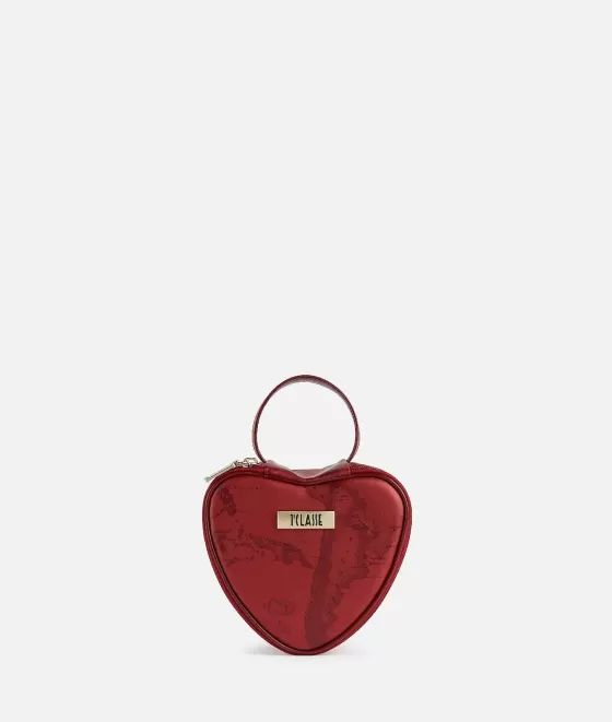 Donna Alviero Martini 1a Classe Pochette A Forma Di Cuore Stampa Cartina Geografica Rossa
