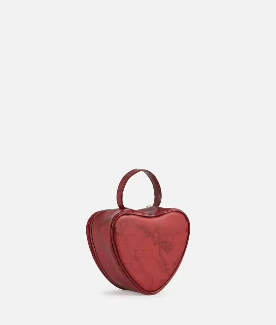 Donna Alviero Martini 1a Classe Pochette A Forma Di Cuore Stampa Cartina Geografica Rossa