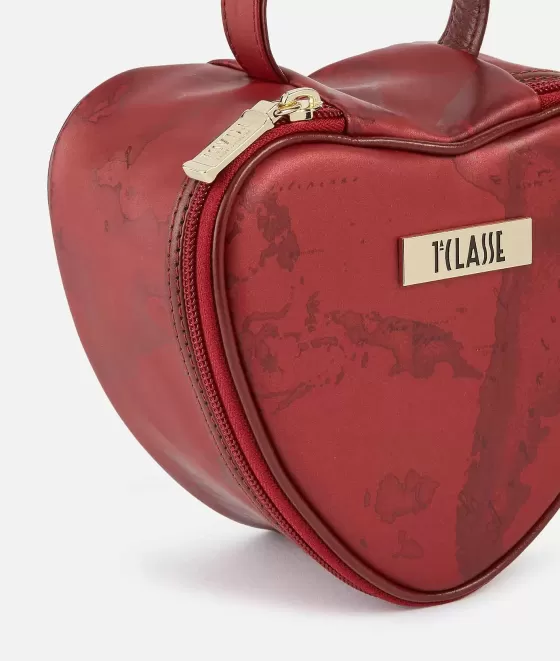 Donna Alviero Martini 1a Classe Pochette A Forma Di Cuore Stampa Cartina Geografica Rossa