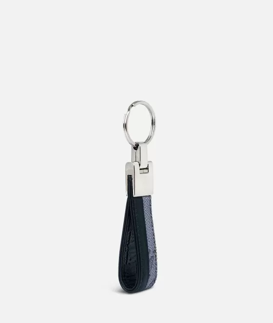 Donna Alviero Martini 1a Classe Portachiavi Ad Anello In Tessuto Geo Dark E Pelle