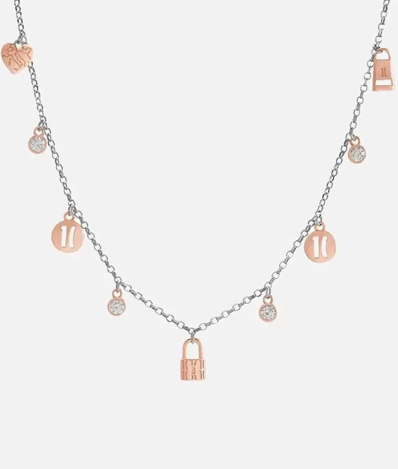 Donna Alviero Martini 1a Classe Rambla Collana Con Charms Bagnati Oro Rosa In Argento
