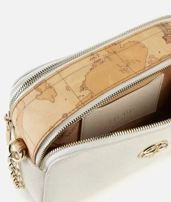 Donna Alviero Martini 1a Classe Rich Summer Bag Tracollina Reporter Doppia Zip Avorio