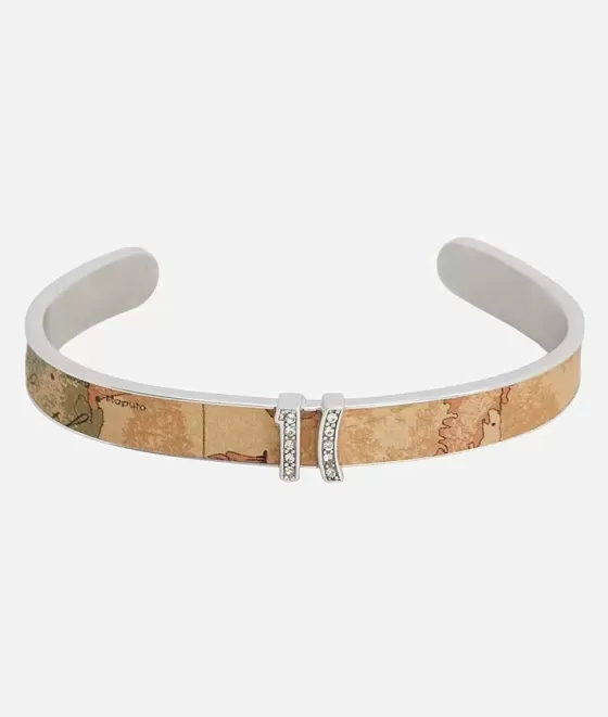 Donna Alviero Martini 1a Classe Rodeo Drive Bracciale Rigido Con Inserti In Pelle Geo In Argento