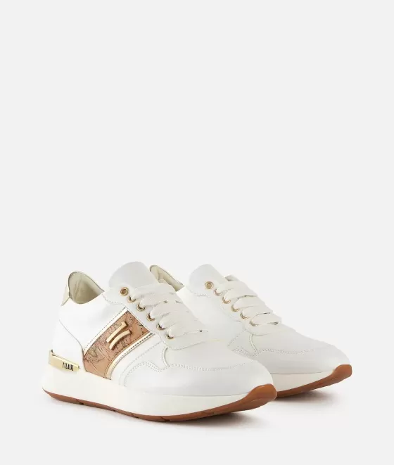 Donna Alviero Martini 1a Classe Running In Eco Nappa Con Banda Laterale Geo Classic Bianche
