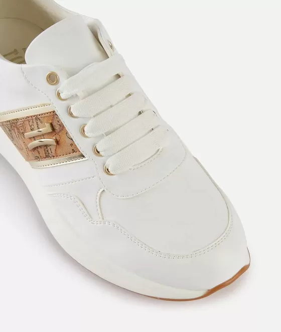 Donna Alviero Martini 1a Classe Running In Eco Nappa Con Banda Laterale Geo Classic Bianche