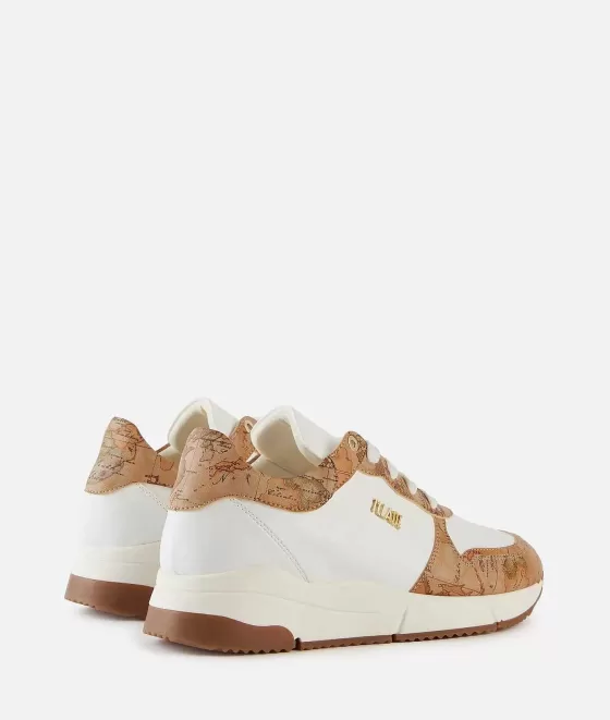 Donna Alviero Martini 1a Classe Running In Eco Nappa Con Dettagli Geo Classic Bianche